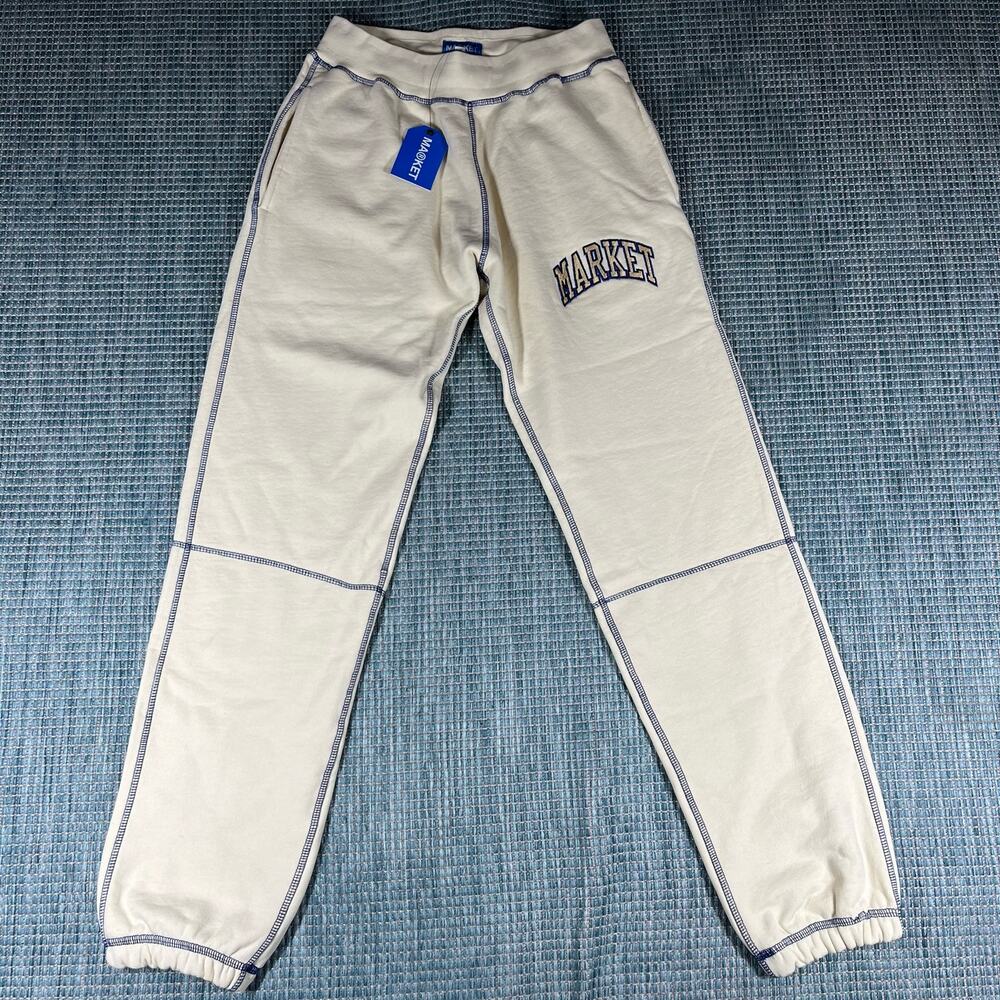Market Studios Triple Stitch Sweatpants‎ Cream Mens Sz S New